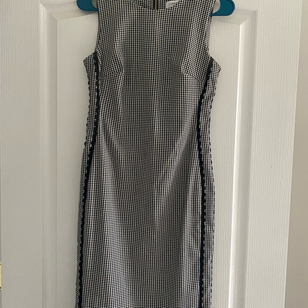 Calvin Klein Black and White Houndstooth Midi Dress